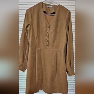 She's Tan Button-Front Dress Size 46